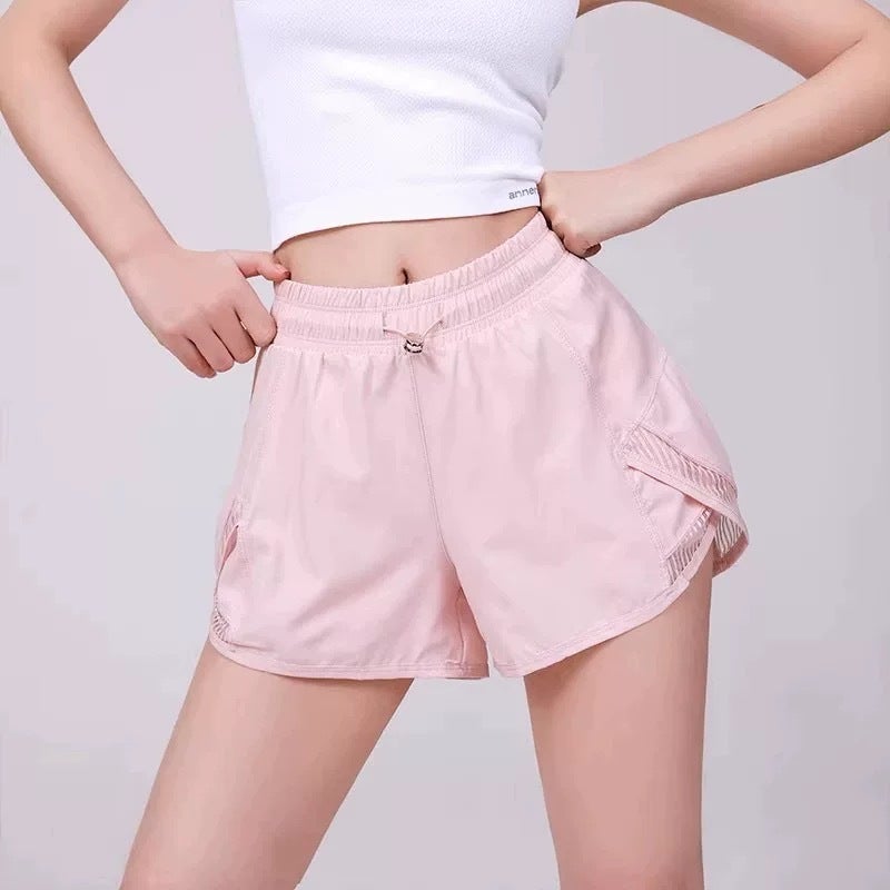 Anti-Glare Pilates Yoga Shorts Women'S Fake Two-Piece Quick-Drying Loose Outdoor Leisure Running Fitness Sports Shorts - Image 3